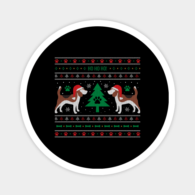 Beagle Ugly Christmas Sweater Funny Christmas Gift Magnet by CatRobot